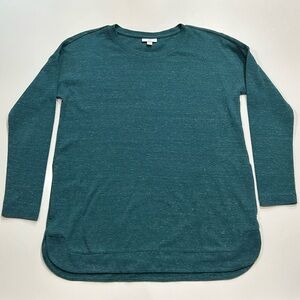 J.Jill Heathered Teal Thermal Long Sleeve Pockets Small
